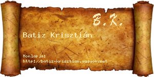 Batiz Krisztián névjegykártya